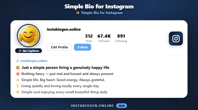 Simple Bio for Instagram